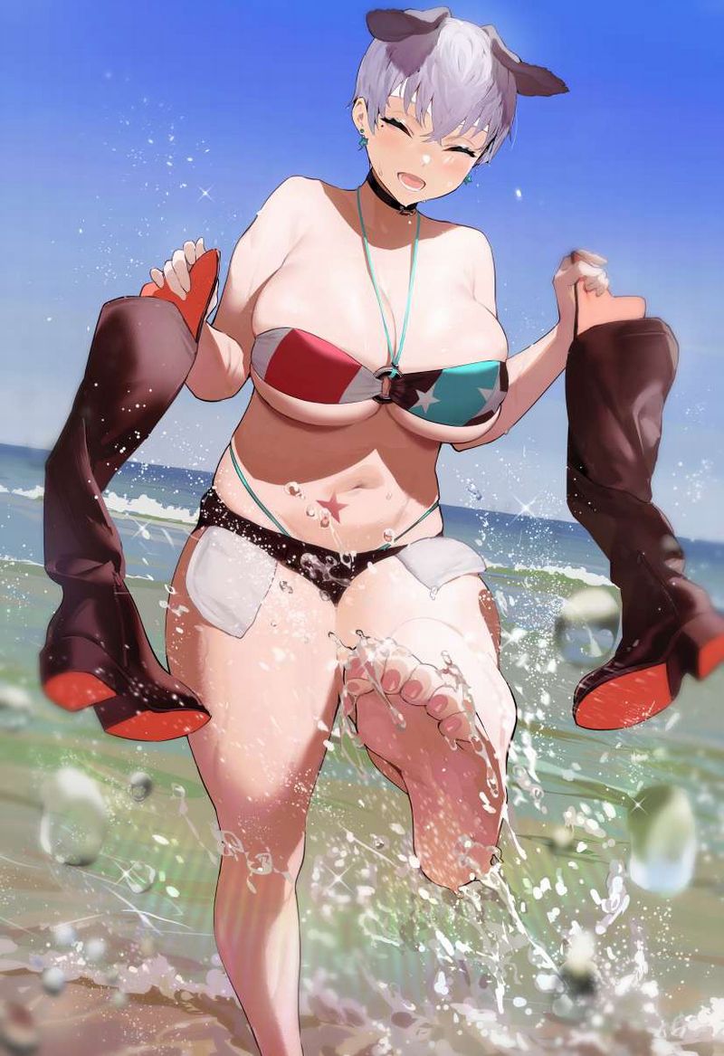 【ナンパ待ちかな？】ビーチに佇むビキニ水着女子の二次エロ画像【34】