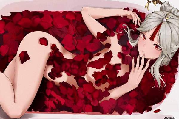 【優雅】花びらを浮かべたお風呂に漬かる女子力高めな二次エロ画像【24】