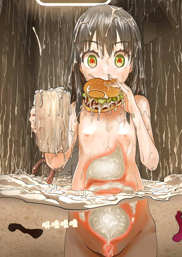 【食ザー】ザーメンぶっかけられた食べ物を口に入れてる女子の二次エロ画像【25】