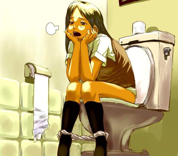 【盗撮風】ＪＫが学校のトイレでオシッコしてる二次エロ画像【36】