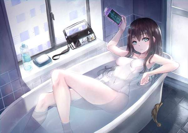 【プール感覚】家庭用風呂に何故か水着で入浴してる二次エロ画像【3】