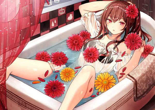 【プール感覚】家庭用風呂に何故か水着で入浴してる二次エロ画像【15】