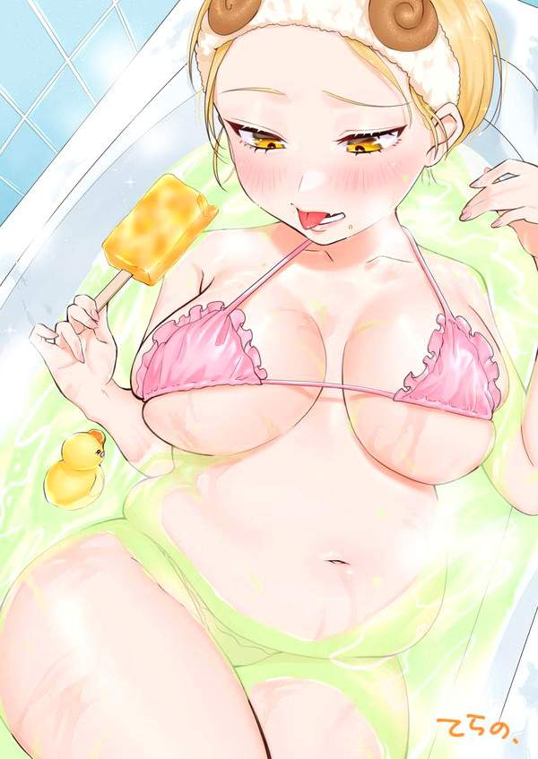 【プール感覚】家庭用風呂に何故か水着で入浴してる二次エロ画像【30】