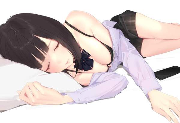 【あるある】スマホいじりながら寝オチしたっぽい女子の二次画像【3】