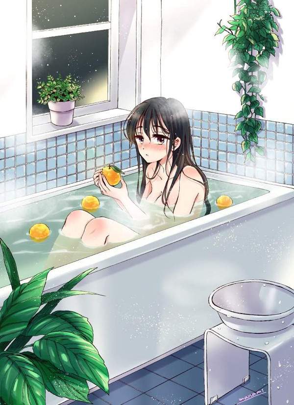 【たまには良いよね】家庭用バスタブでゆず湯に漬かる女子の二次エロ画像【12】