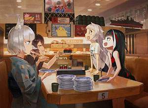 【季節のネタ】回転寿司と女の子の二次画像