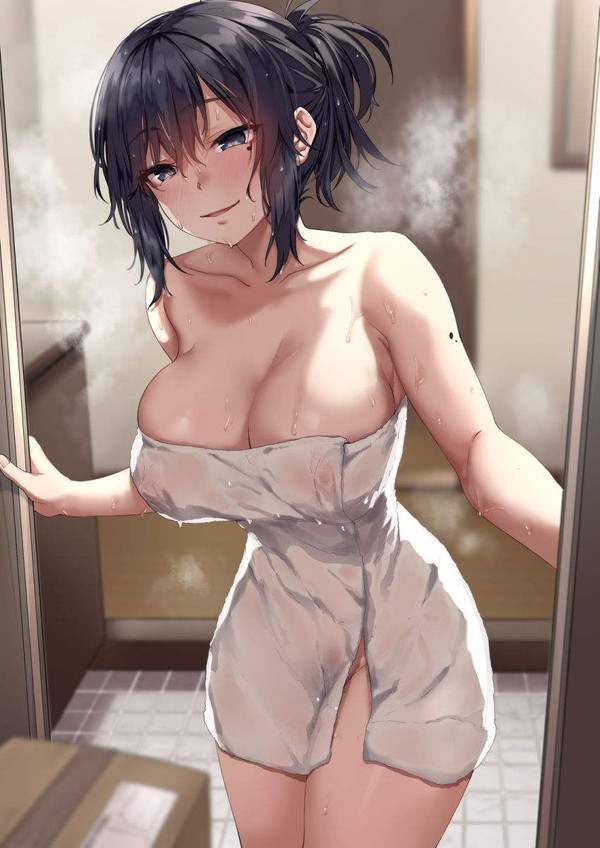 【恥じらい】タオルを裸体に巻いた風呂上り女子の二次エロ画像【1】