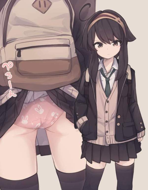 【リアルでも稀に有る】学生カバンにスカートが引っかかってパンチラしてるＪＫの二次エロ画像【8】