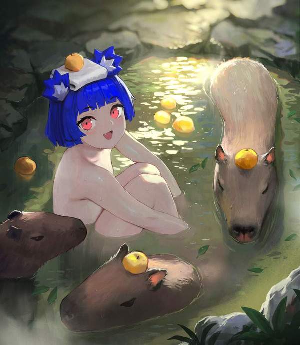 【王道スタイル】タオルを頭に乗せて温泉に浸かる女子の二次エロ画像【31】