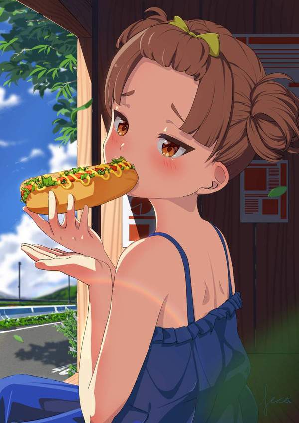 【きんもーっ☆】ホットドッグ食べてる女子の二次エロ画像【14】