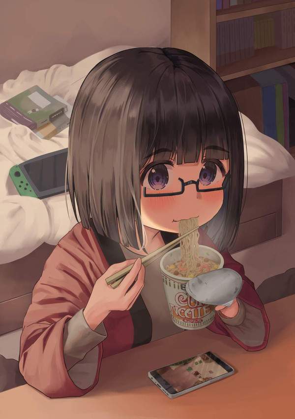 【みそきん製造終了】カップヌードル食べてる女子の二次画像【4】