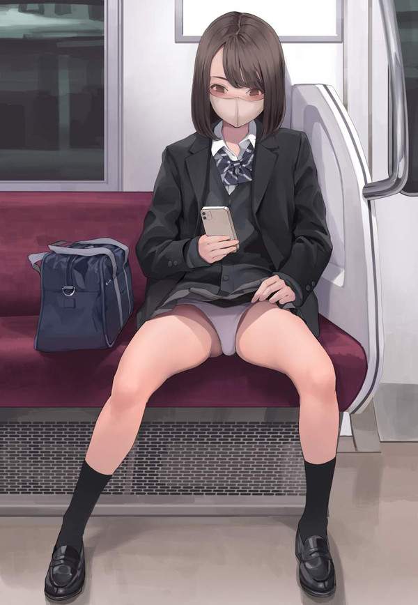 【ハニトラ！？】電車で向かいの席に座ってる女がパンツ見せてきた！みたいな二次エロ画像【1】
