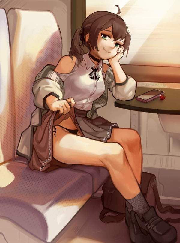 【ハニトラ！？】電車で向かいの席に座ってる女がパンツ見せてきた！みたいな二次エロ画像【5】