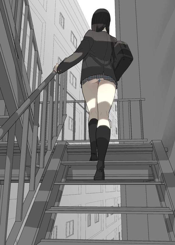 【逆さ撮り目線】階段やエスカレーターでミニスカ女子のパンツ覗いてる二次エロ画像【現実ではギルティ】【20】