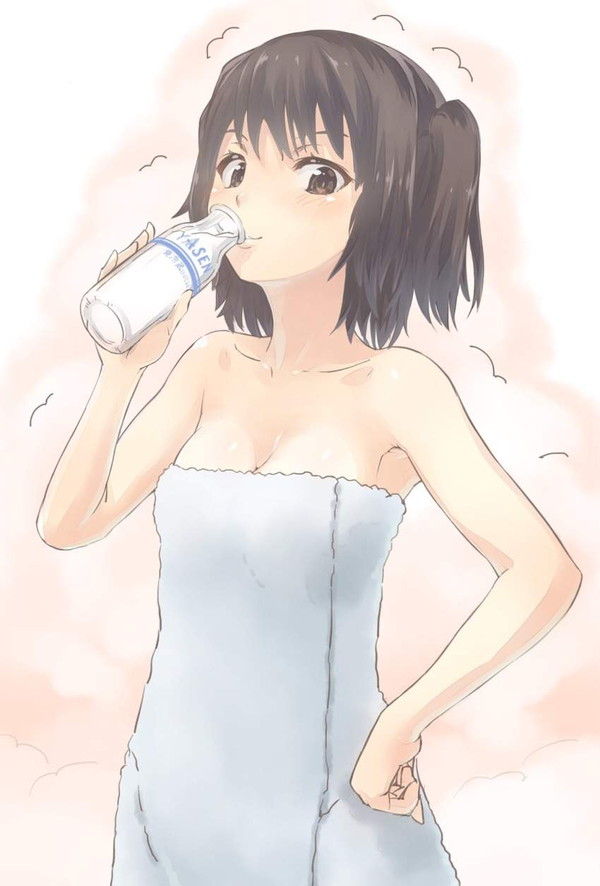 【銭湯でのお約束】ビン牛乳飲んでる風呂上り女子達の二次エロ画像【36】