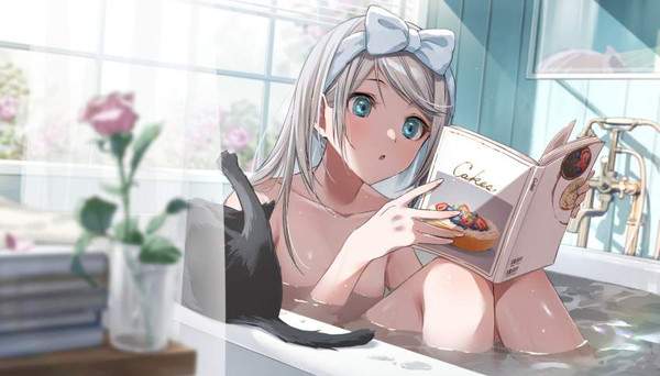 【風呂上りかな？】全裸で本を読む女子達の二次エロ画像【7】