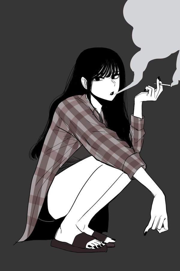 【ヤニカス】ウンコ座りでタバコ吸ってる女子の二次エロ画像【26】