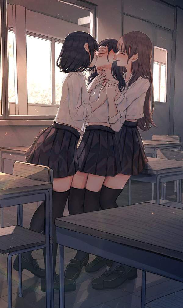 【ﾁｭｯ】女同士でキスしてるJKの二次百合画像【9枚目】