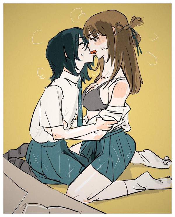 【ﾁｭｯ】女同士でキスしてるJKの二次百合画像【15枚目】