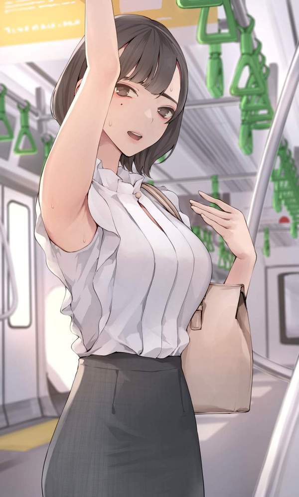 【ワキ】電車やバスでつり革につかまる女子の二次エロ画像【9枚目】