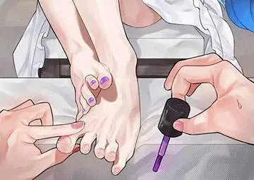 【パンチラチャンス】ペディキュア塗ってる女子の二次エロ画像