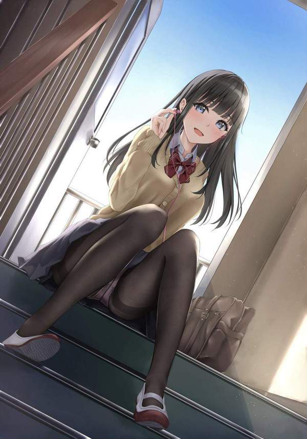 【怪談の日】階段に座ってる女子の二次パンチラ画像【20枚目】