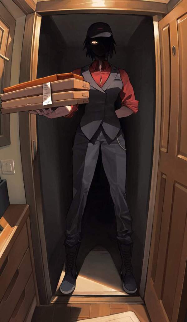 【宅配ピザの日】ピザ届けに来てくれた女性配達員の二次エロ画像【3枚目】