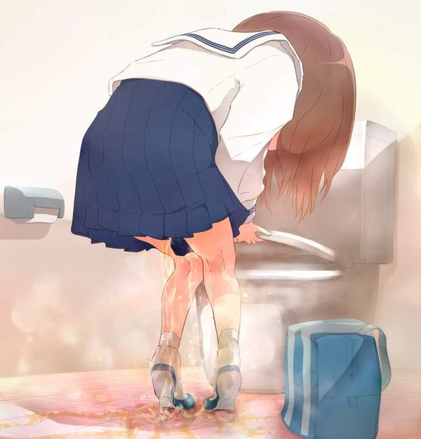 【便座ブロック】トイレの直前で漏らしちゃった女子達の二次エロ画像【3枚目】