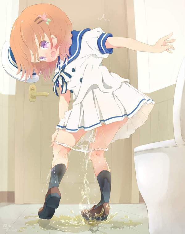 【便座ブロック】トイレの直前で漏らしちゃった女子達の二次エロ画像【4枚目】