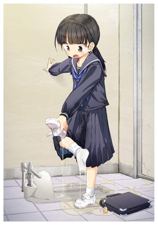 【便座ブロック】トイレの直前で漏らしちゃった女子達の二次エロ画像【7枚目】