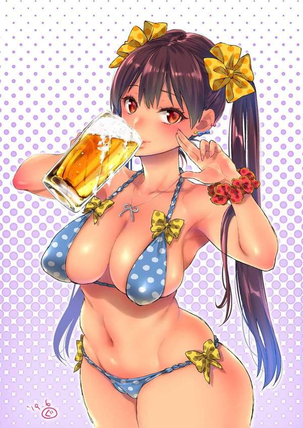 【いいビール飲みの日】ジョッキのビールをぐびぐび飲んでる女子の二次エロ画像【9枚目】