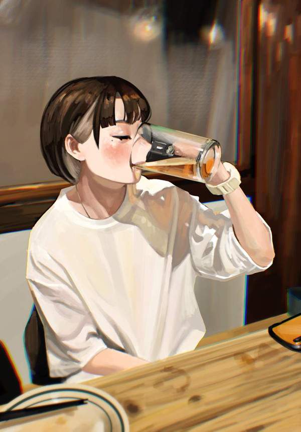 【いいビール飲みの日】ジョッキのビールをぐびぐび飲んでる女子の二次エロ画像【13枚目】