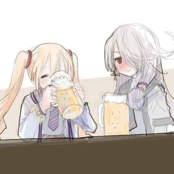 【いいビール飲みの日】ジョッキのビールをぐびぐび飲んでる女子の二次エロ画像【14枚目】