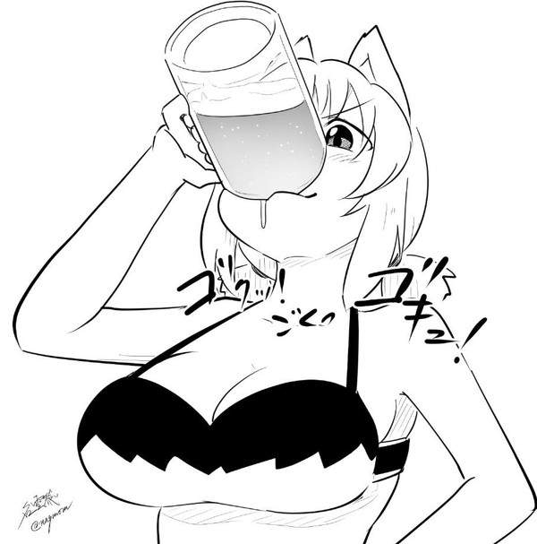 【いいビール飲みの日】ジョッキのビールをぐびぐび飲んでる女子の二次エロ画像【21枚目】