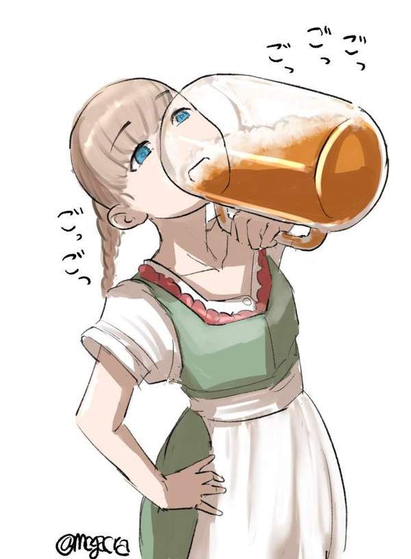 【いいビール飲みの日】ジョッキのビールをぐびぐび飲んでる女子の二次エロ画像【26枚目】