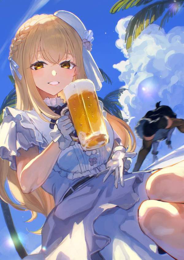 【いいビール飲みの日】ジョッキのビールをぐびぐび飲んでる女子の二次エロ画像【39枚目】