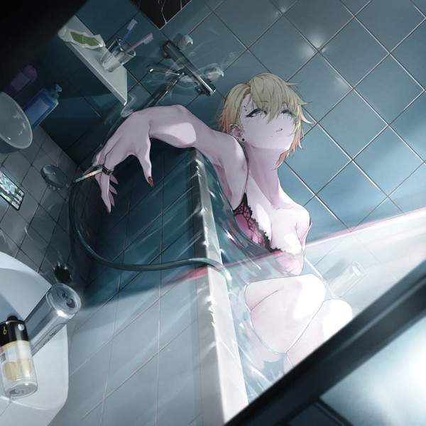 【現代病】お風呂の最中もスマホが手放せない女子達の二次エロ画像【4枚目】