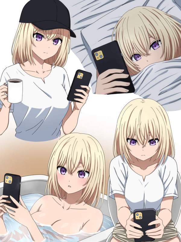 【現代病】お風呂の最中もスマホが手放せない女子達の二次エロ画像【15枚目】