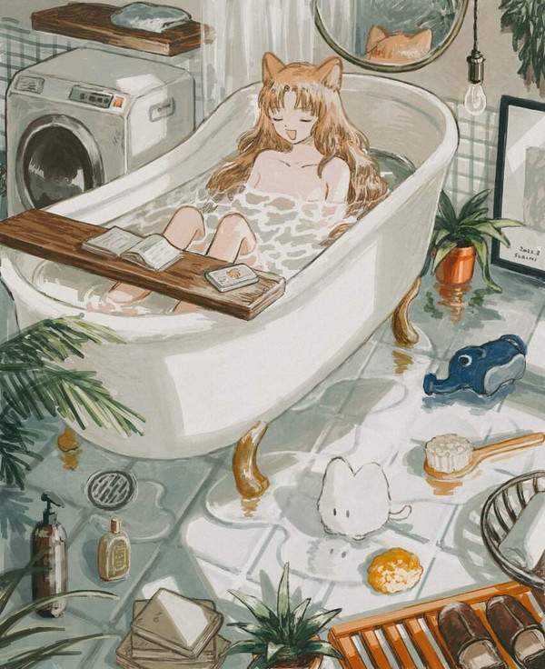 【現代病】お風呂の最中もスマホが手放せない女子達の二次エロ画像【26枚目】