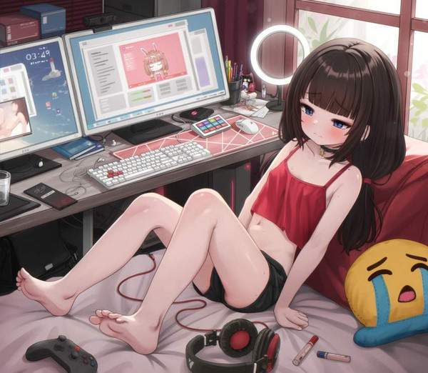 【インターネット記念日】PCモニター見ながらオナる女子のエロ画像【10枚目】