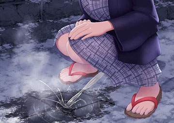 【雪国あるある】積もる雪に野ションする女子達の二次エロ画像