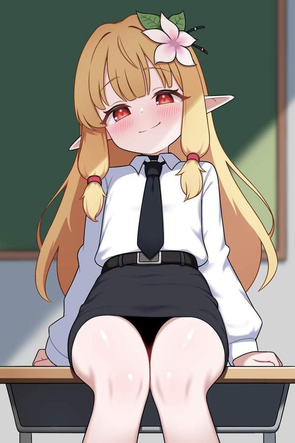 【バミューダトライアングルの日】スカートで椅子に座ってる女子の股間▽が気になる二次エロ画像【10枚目】