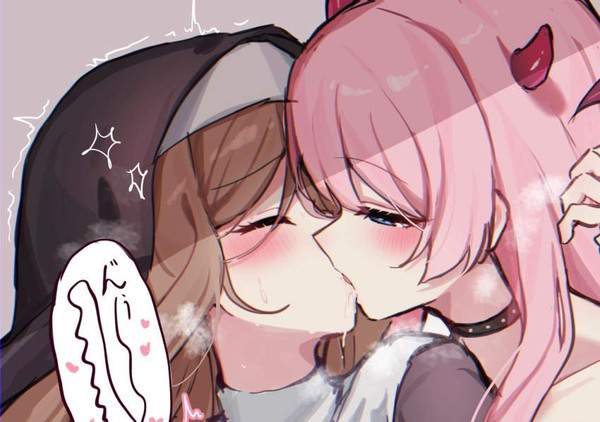 【ポリコレの好物】舌絡ませてディープキスする女子２名の二次エロ画像【3枚目】