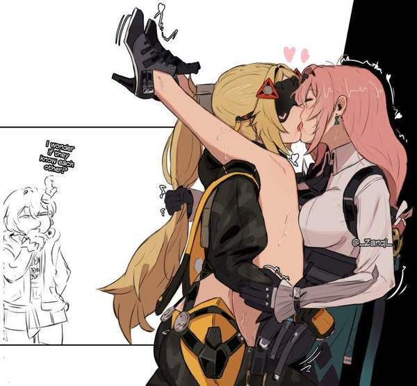 【ポリコレの好物】舌絡ませてディープキスする女子２名の二次エロ画像【15枚目】