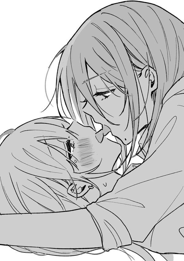 【ポリコレの好物】舌絡ませてディープキスする女子２名の二次エロ画像【27枚目】