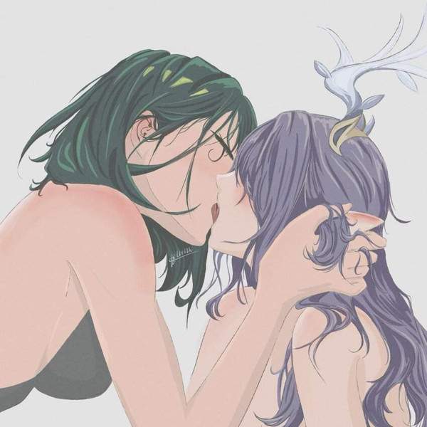 【ポリコレの好物】舌絡ませてディープキスする女子２名の二次エロ画像【31枚目】