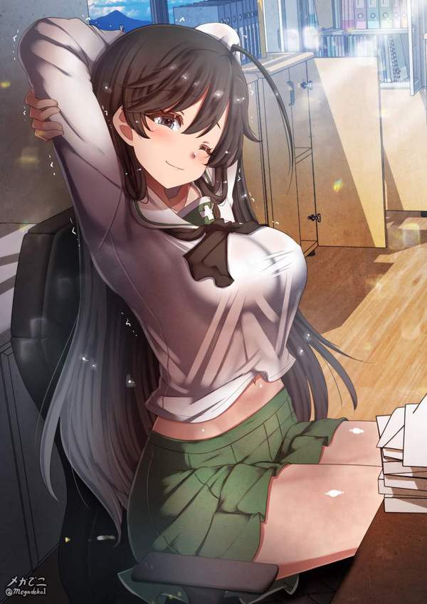 【お疲れ】休み時間に伸びをするＪＫ達の二次エロ画像【5枚目】