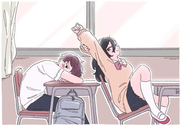 【お疲れ】休み時間に伸びをするＪＫ達の二次エロ画像【15枚目】