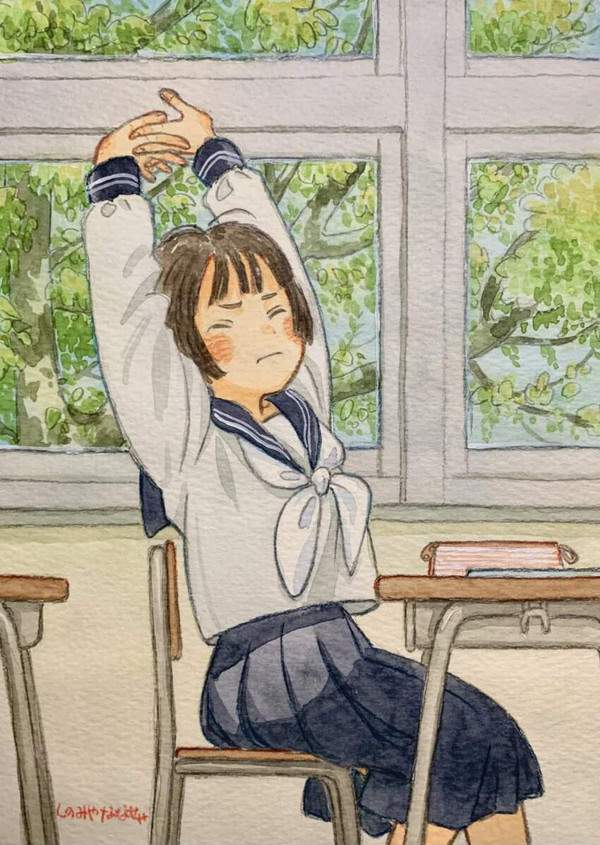 【お疲れ】休み時間に伸びをするＪＫ達の二次エロ画像【16枚目】