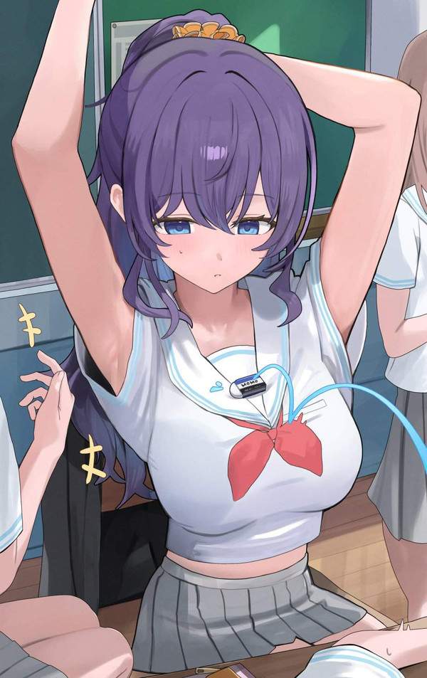 【お疲れ】休み時間に伸びをするＪＫ達の二次エロ画像【18枚目】